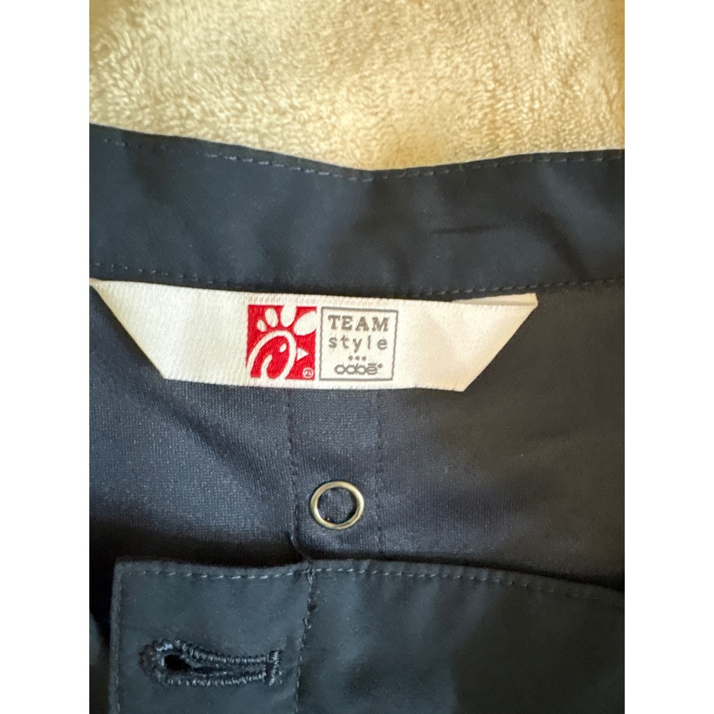 Chick-fil-A Team Style Navy Blue Red Trim Chef Coat Jacket Uniform Shirt Mens XL - Picture 6 of 7